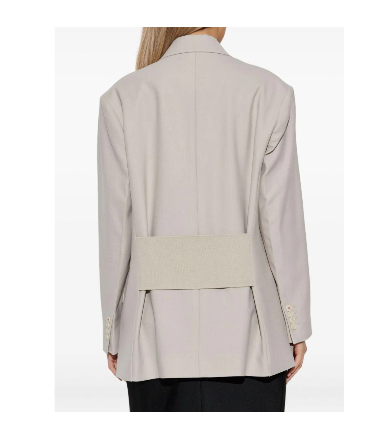 Victoria Beckham Light Grey Double-breasted Blazer With Notched Lapels In Multi