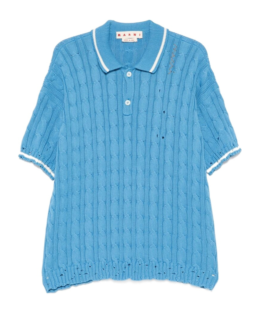 Marni Short Sleeve Polo Shirt In Blue
