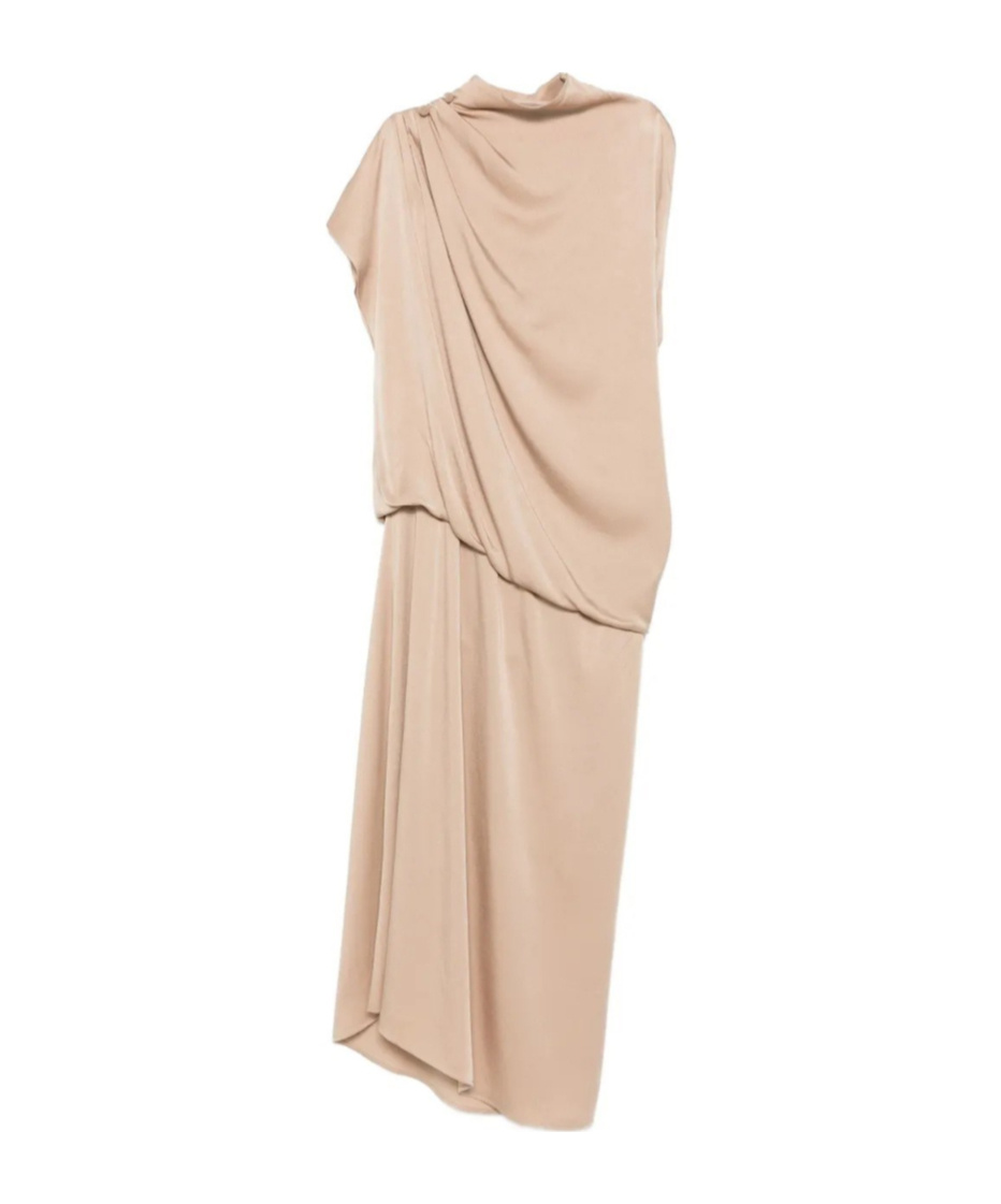 Fabiana Filippi Draped High-neck Midi Dress In Neutral