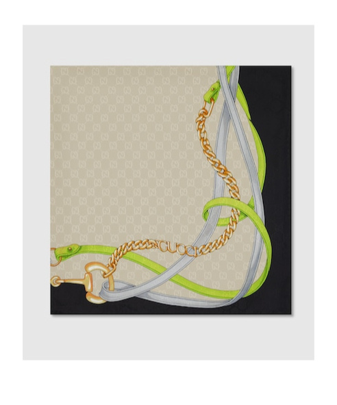 Gucci Printed Gg Silk Jacquard Carré In Neutral