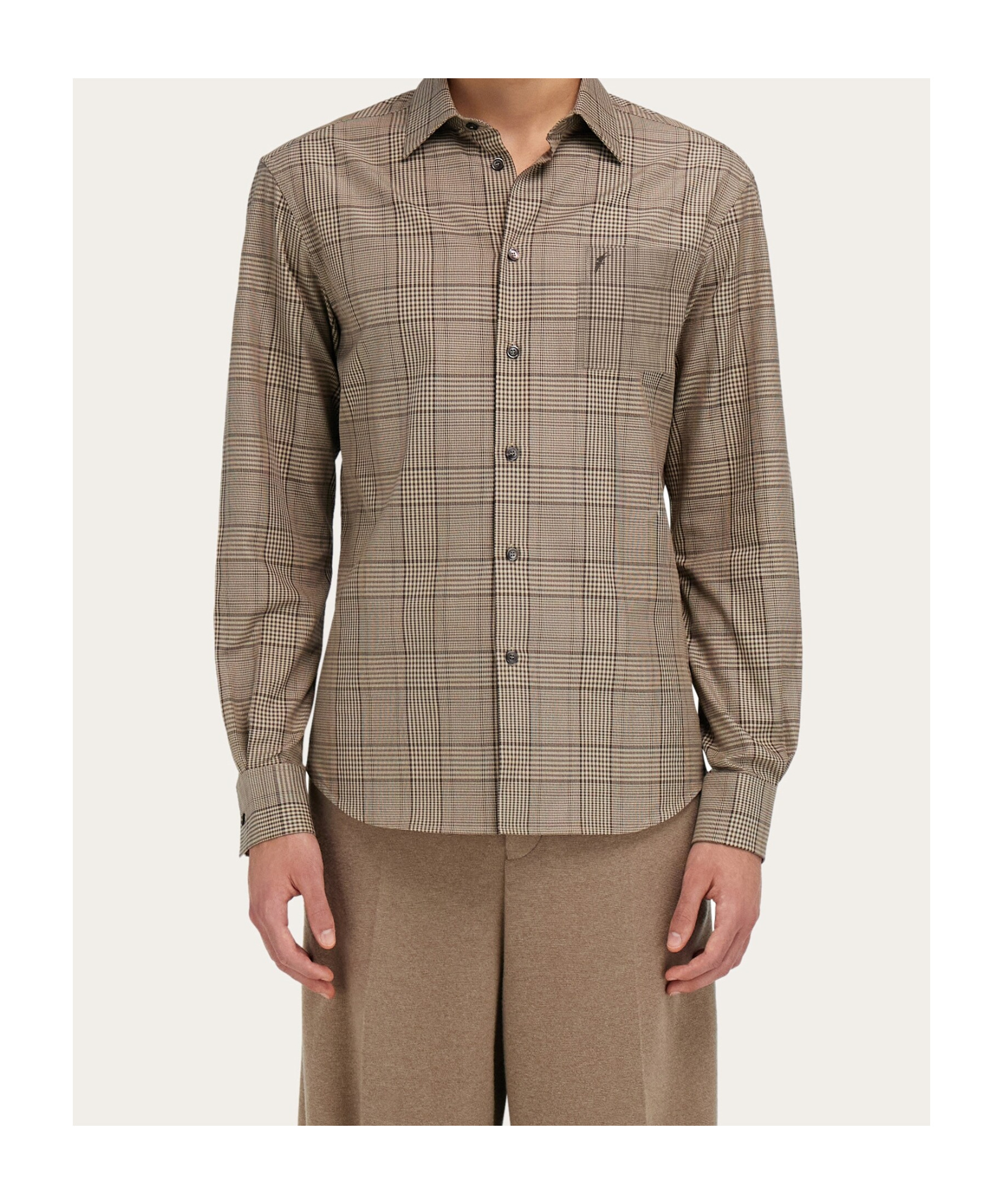 Ferragamo Checked Shirt In Gray
