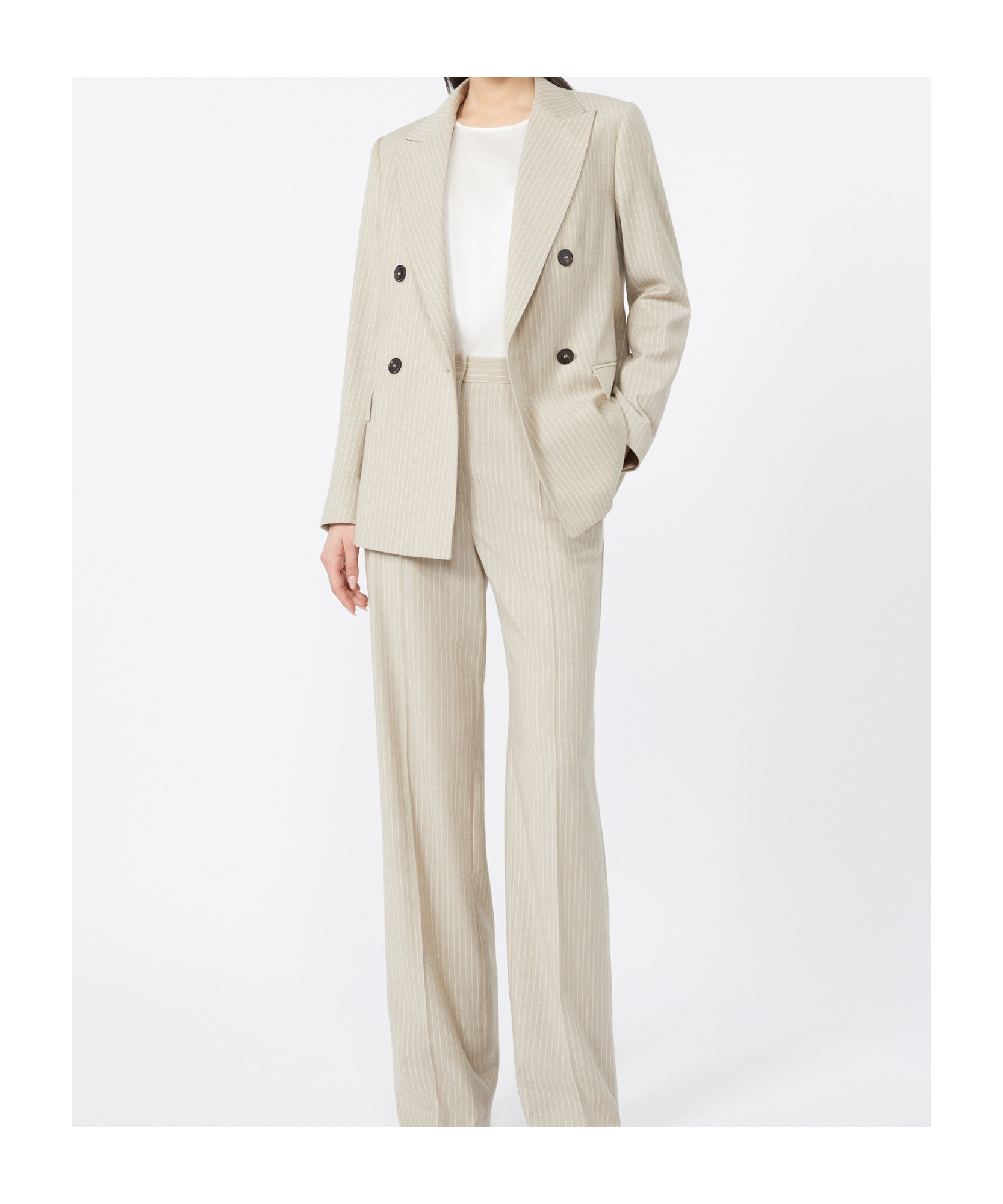 Max Mara Double-breasted Flannel Blazer In Neutral