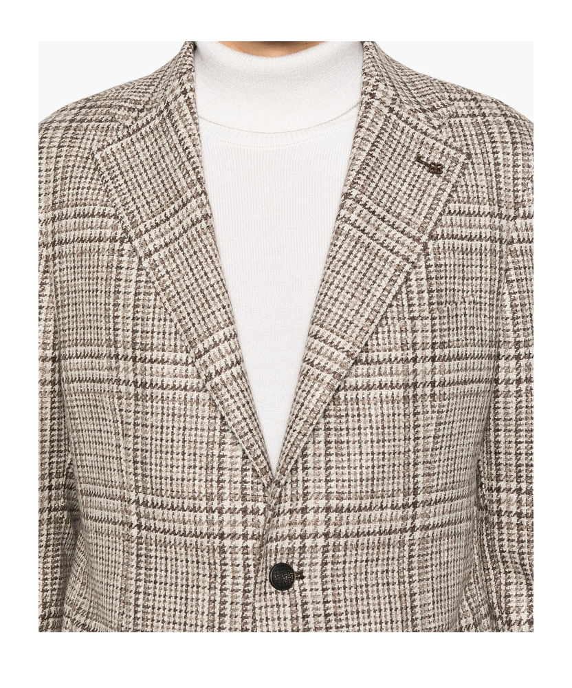 Tagliatore Embroidered Lapel Wool Blend Jacket