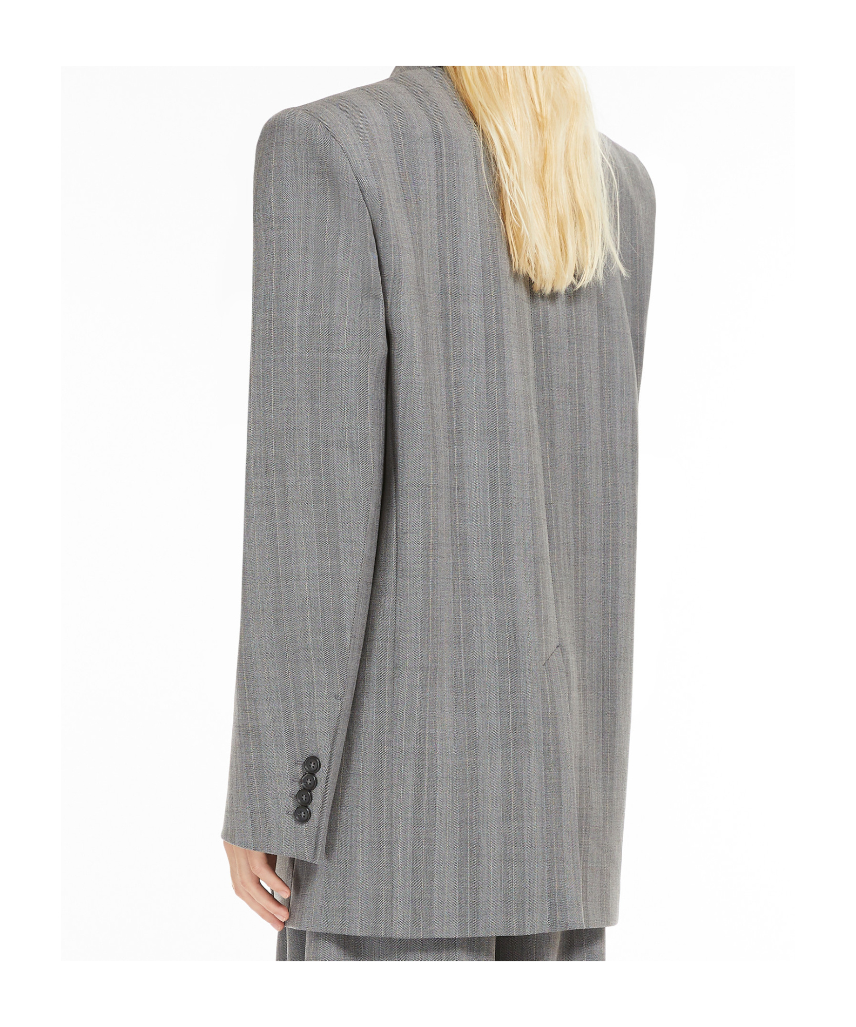 Sportmax Striped Double-breasted Long-sleeved Jacket In Gray