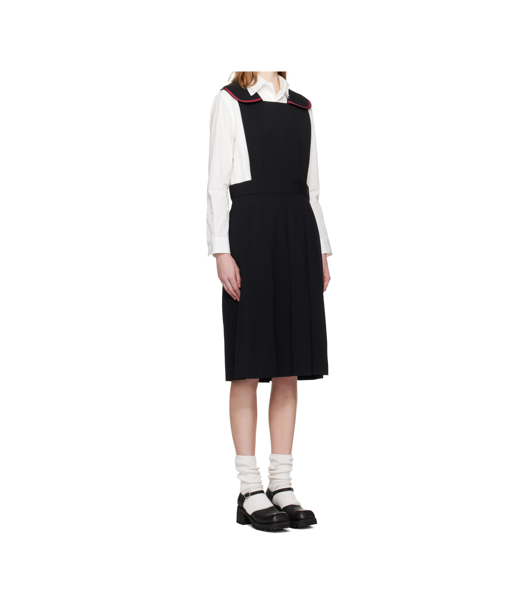 Comme Des Garçons Square Collared Pinafore Dress In Black