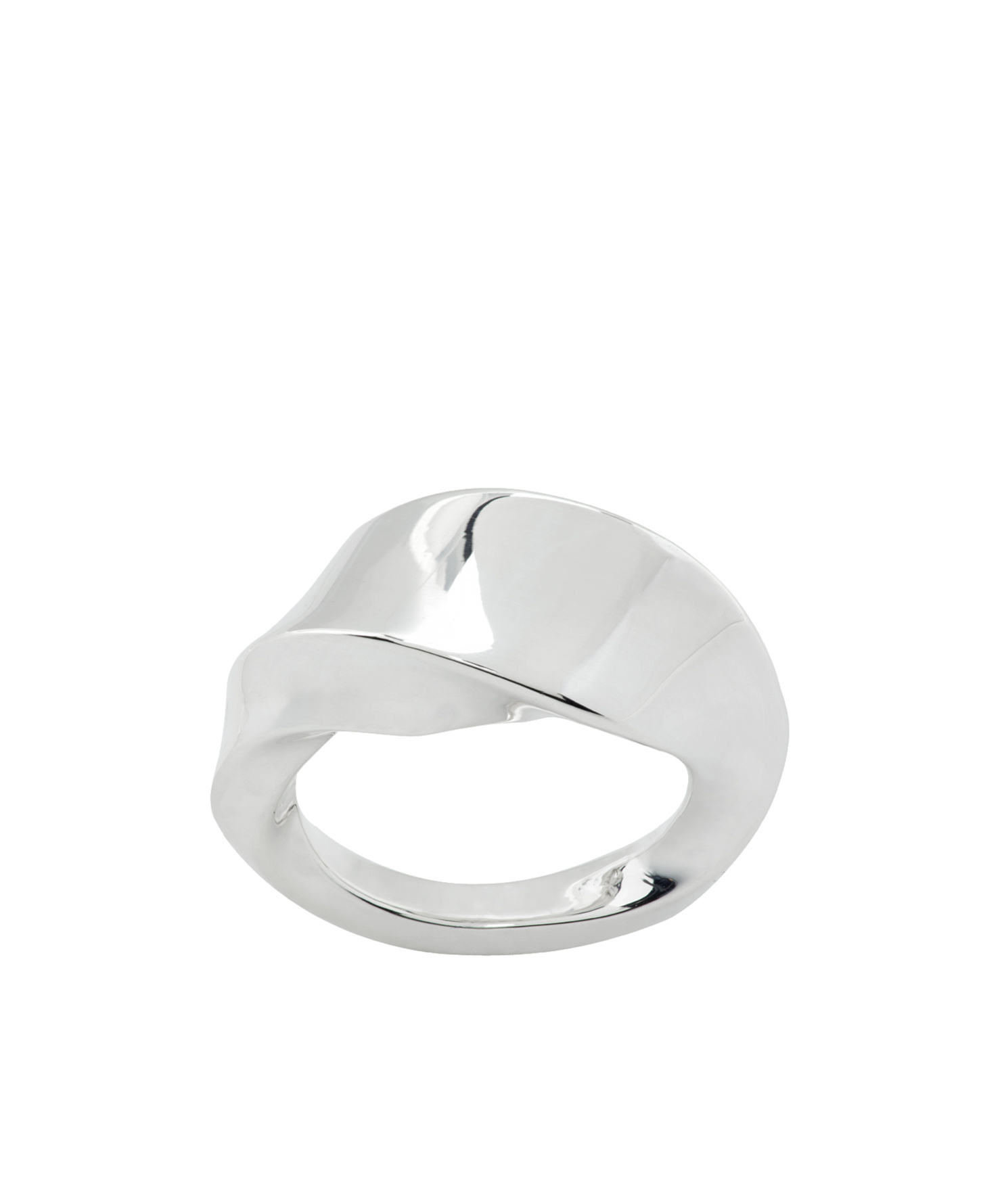 Bottega Veneta Silver Twist Ring In White