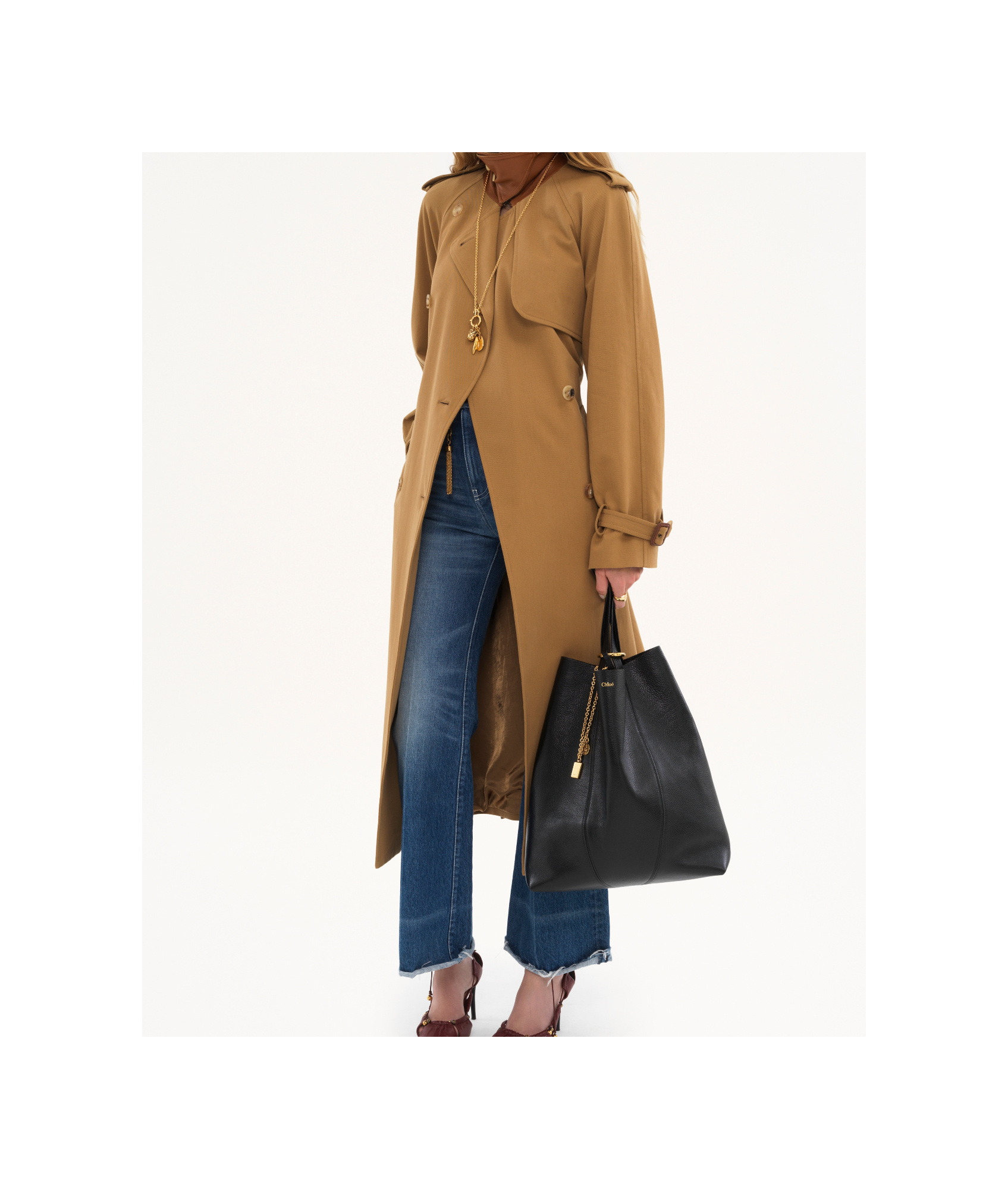 Chloé Large Spin Tote Bag In Black