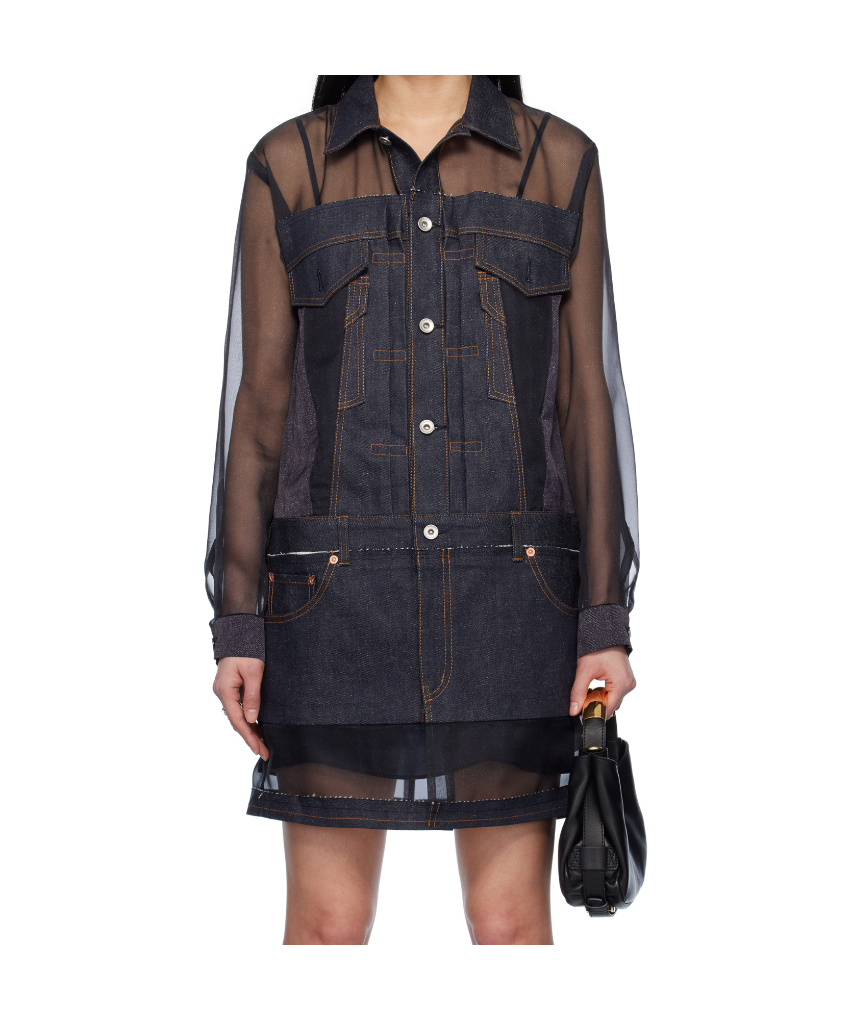 Sacai Denim Dress In Black