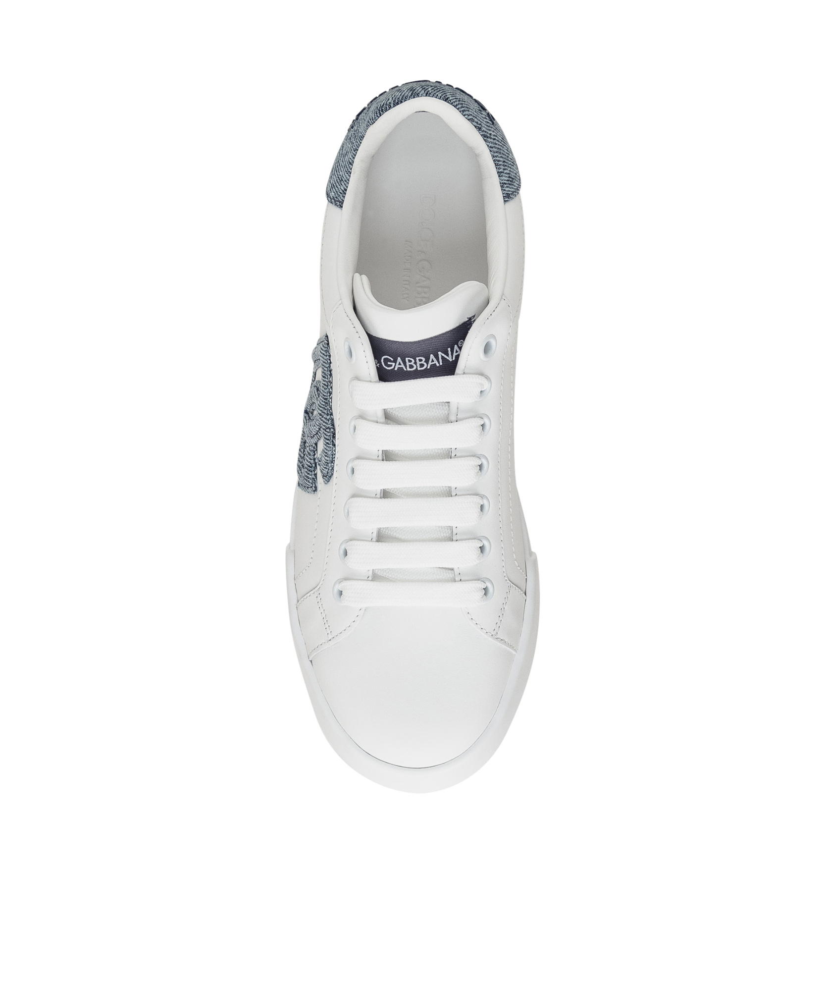 Dolce & Gabbana White Low-top Sneakers With Logo And Blue Tongue In White