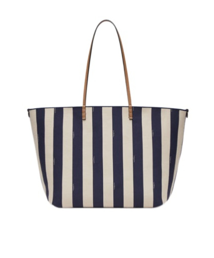 Fendi Large Roll Shopper In Pequin Striped Bags In Black
