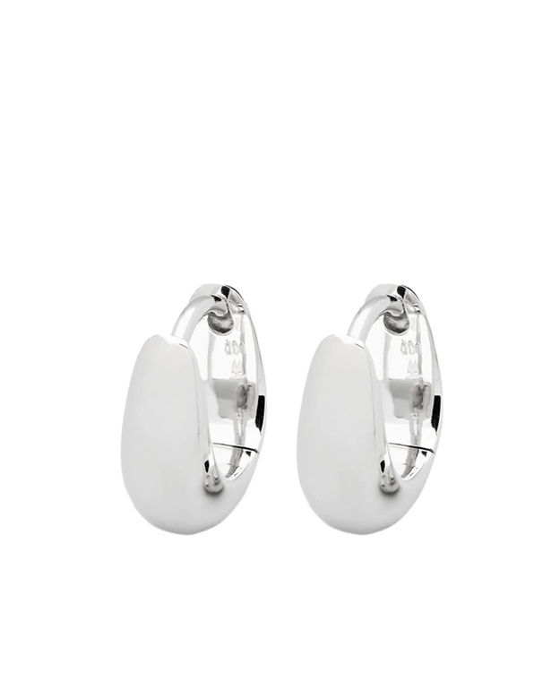 Tom Wood White Rhodium Plated Pebble Hoop Earrings In Metallic