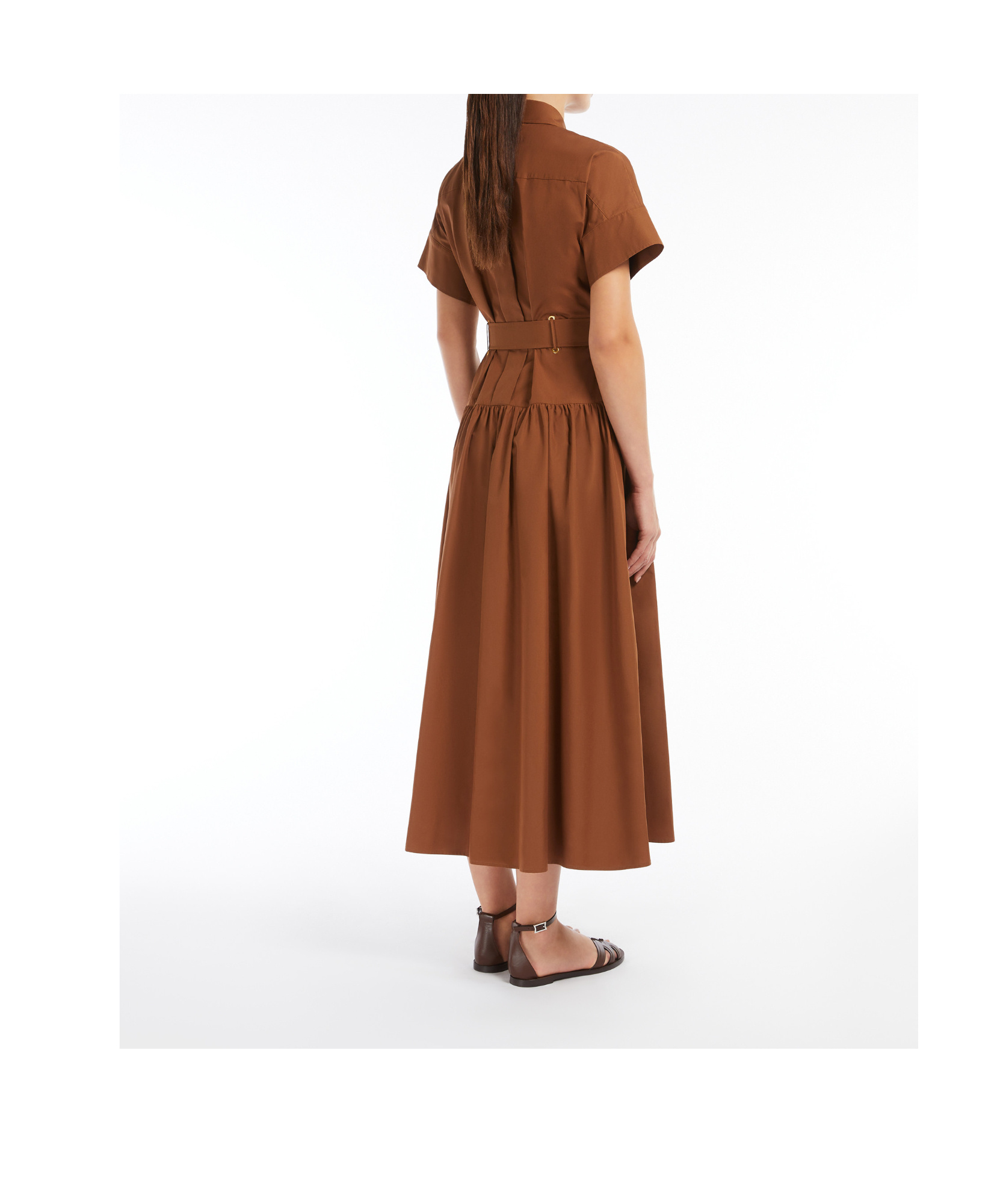 Max Mara Agoraio Popeline Dress In Brown