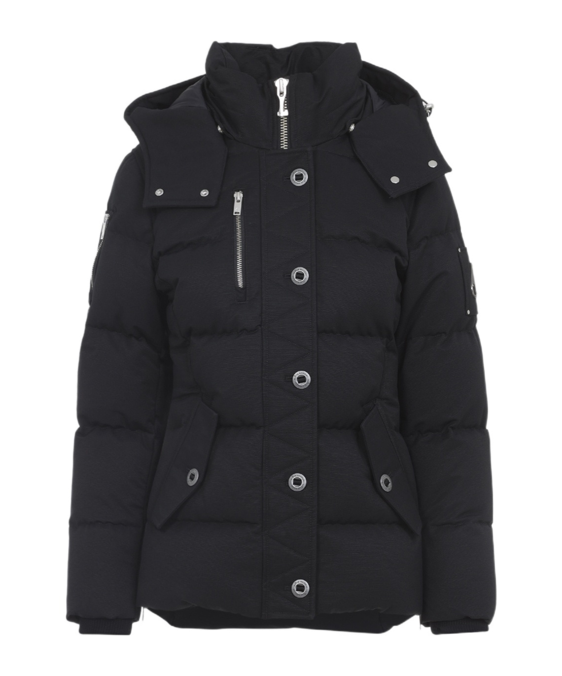 Moose Knuckles Long-sleeved Hooded Down Jacket In Blue