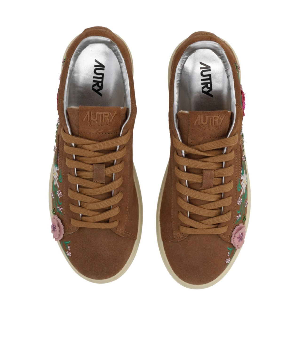 Autry Brown Lace Up Sneakers In Multi