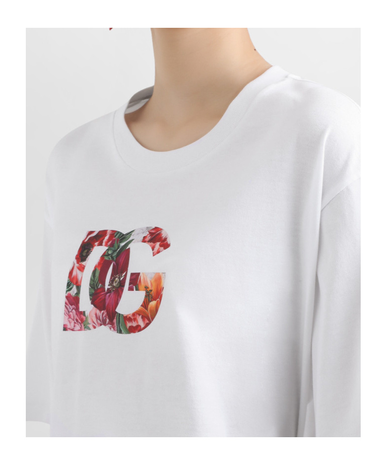 Dolce & Gabbana Short Sleeve Floral Logo T-shirt In Multi