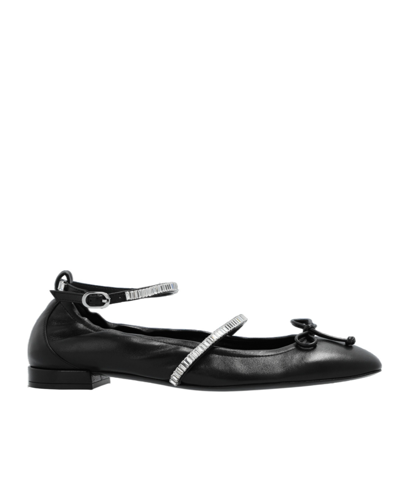 Stuart Weitzman Stefanie Ballet Flats In Black Leather In Black