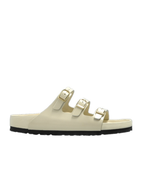 Birkenstock Triple Buckle Open Toe Flat Sole Sandals In Nude