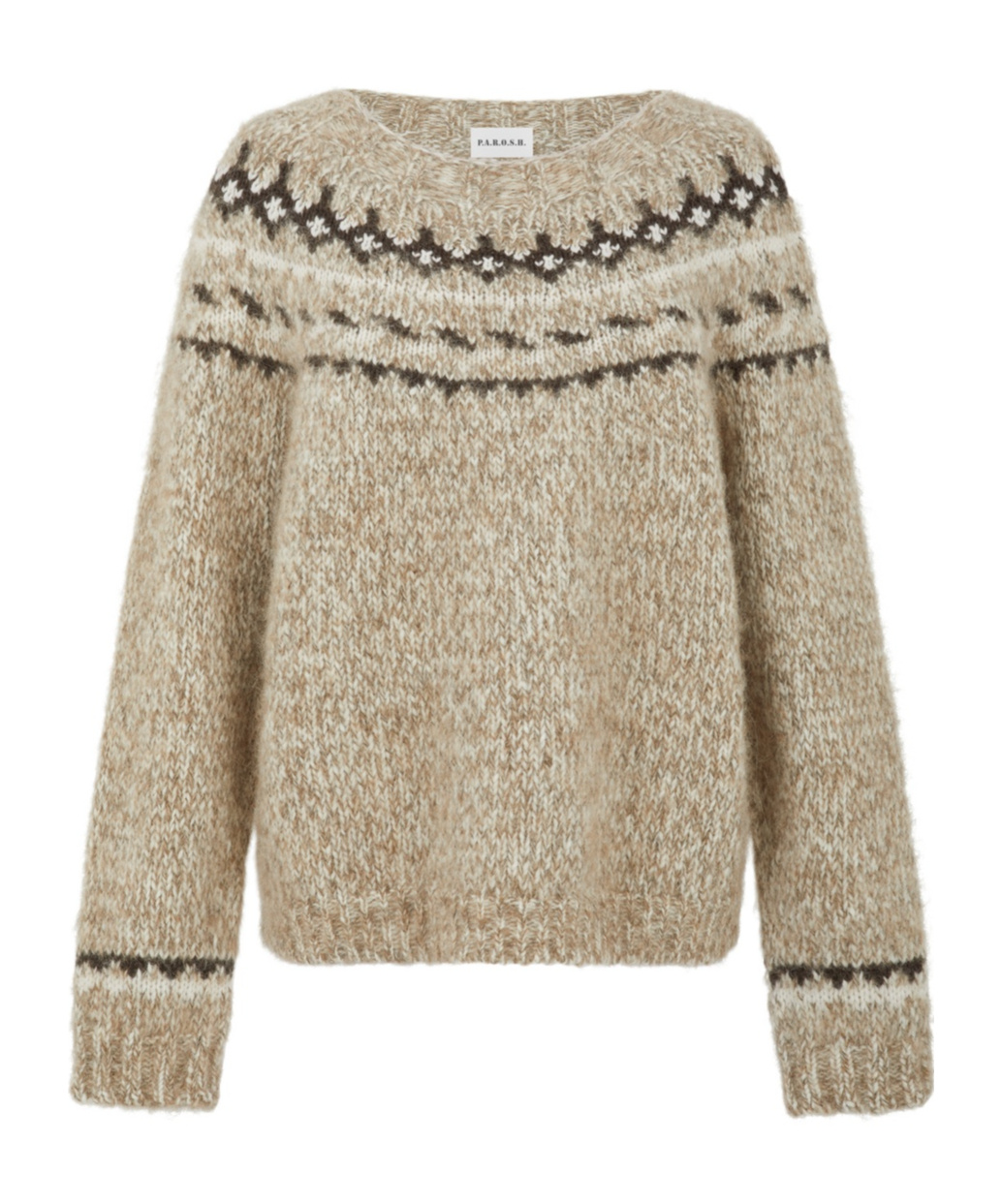 P.a.r.o.s.h Fair Isle-knit Crew-neck Sweater In Brown