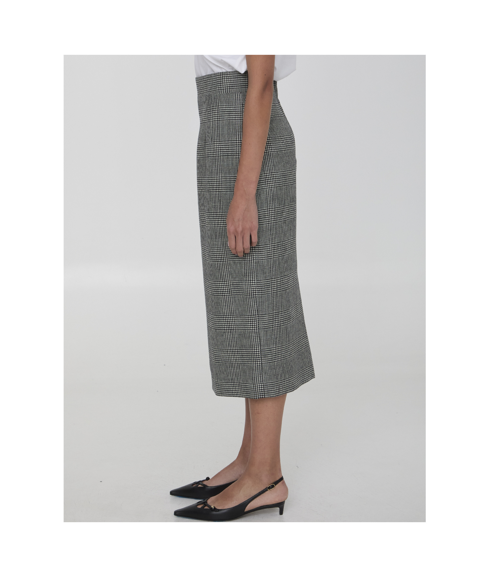 Dolce & Gabbana Houndstooth-pattern Midi Skirt In Gray
