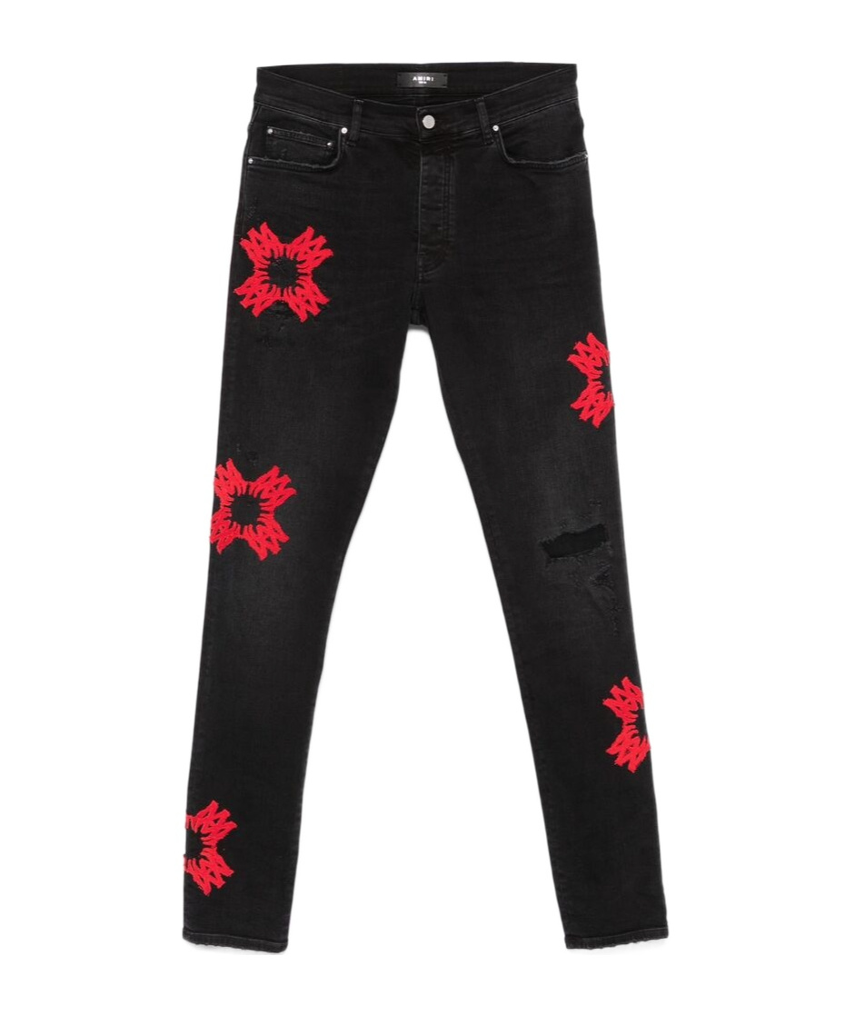 Amiri Men Black Denim Ma Quad Applique Skinny Jeans In Black