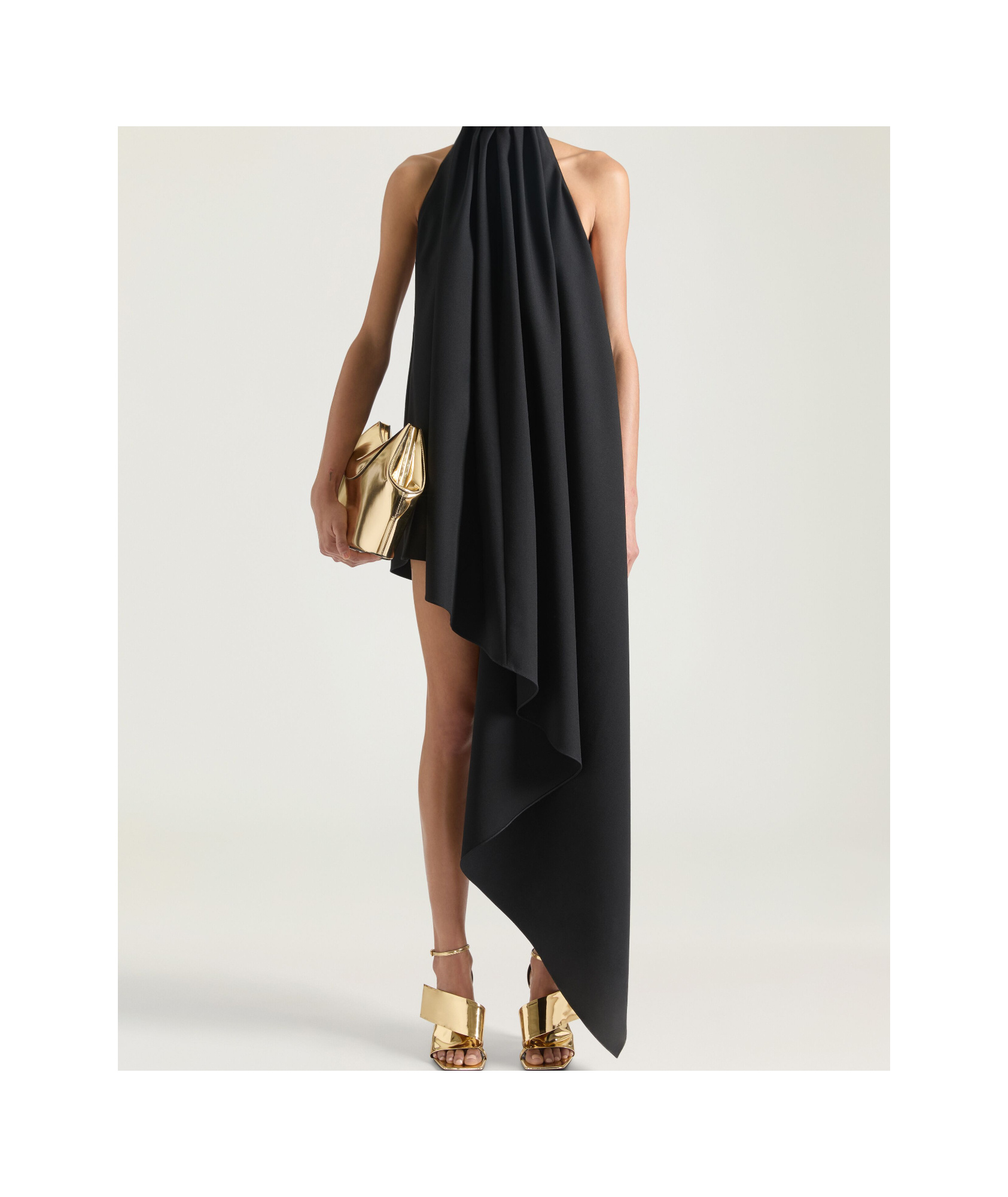 Givenchy Asymmetric Halterneck Dress In Wool In Black