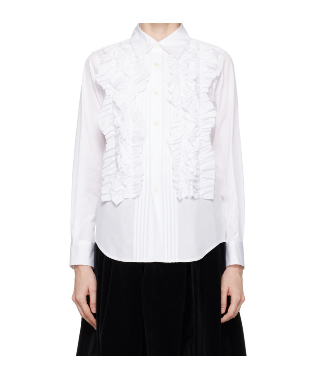 COMME DES GARÇONS RUFFLE-TRIMMED PLEATED SHIRT 