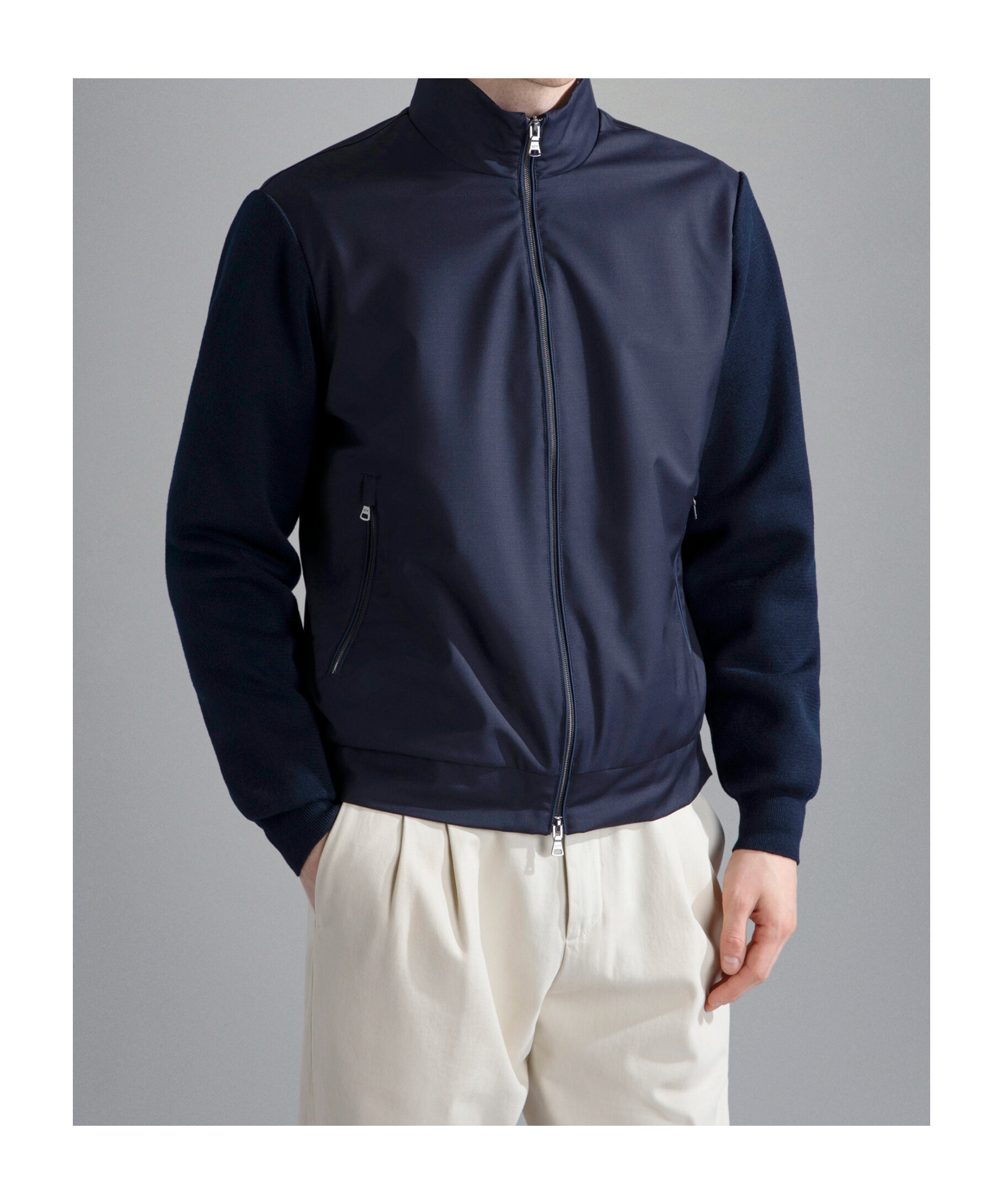Paul & Shark Zippered Knitted Cardigan In Black