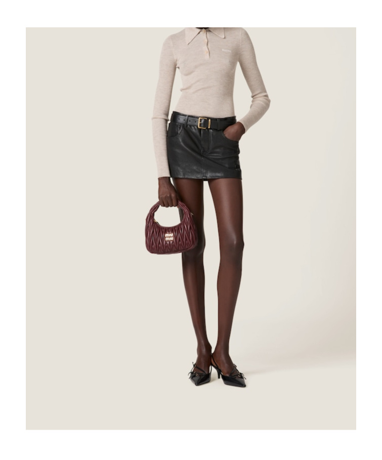 Miu Miu Cashmere Knitted Polo Shirt In Nude