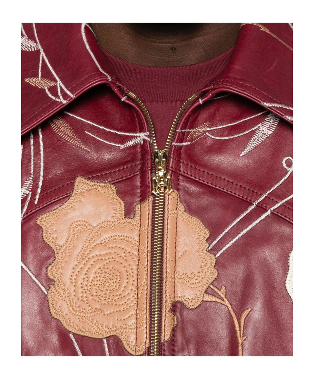 Amiri Long-sleeved Leather Jacket In Burgundy