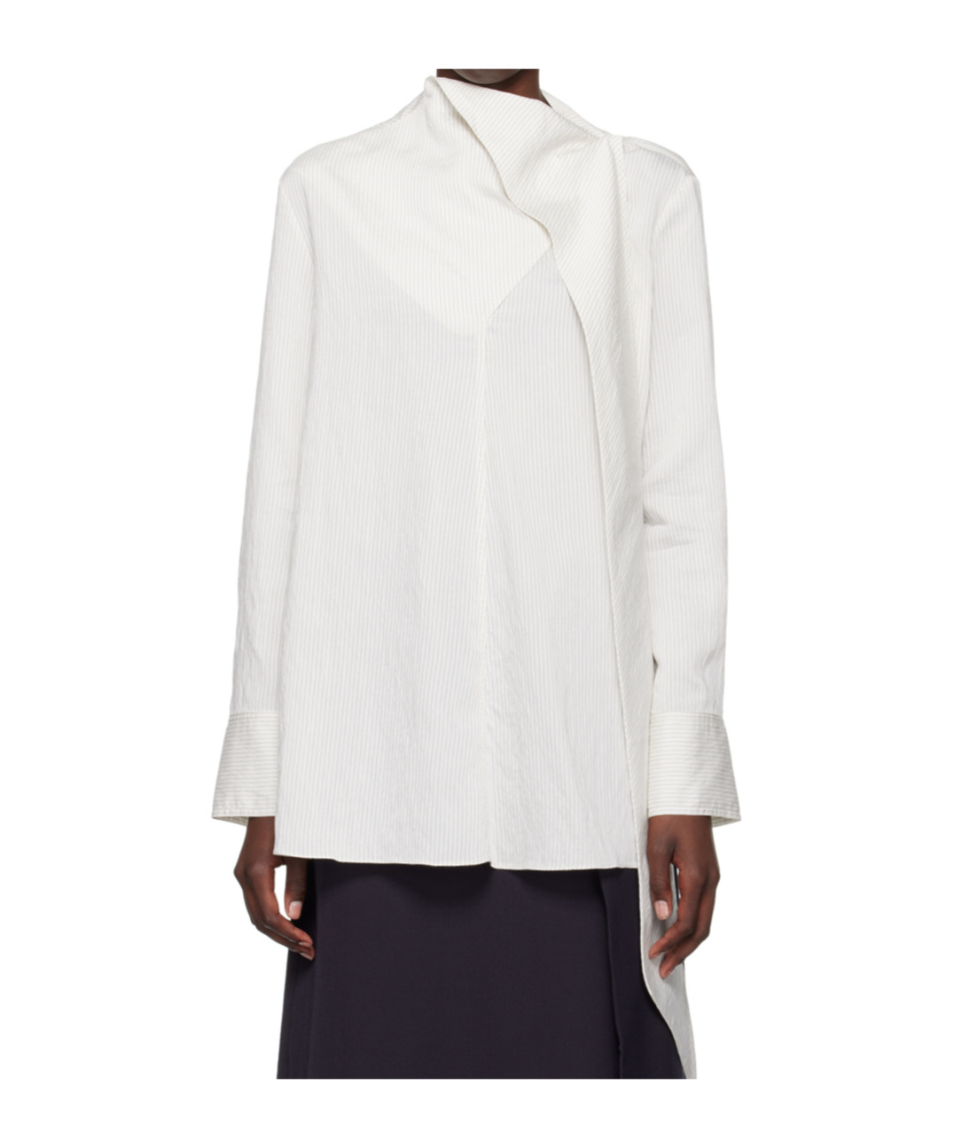 Studio Nicholson Striped Long-sleeved Blouse In White