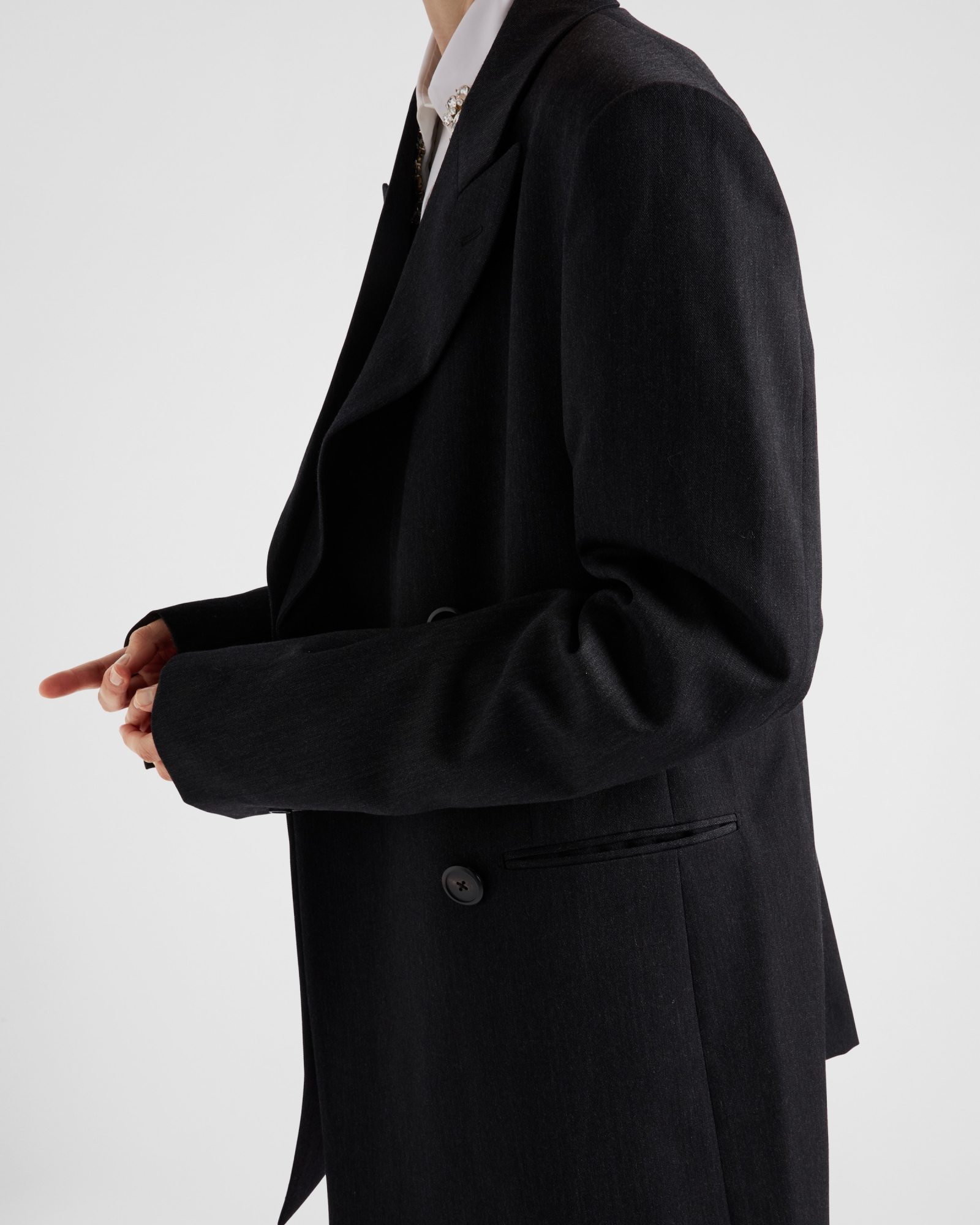 Prada Double-breasted Gabardine Jacket In Gray