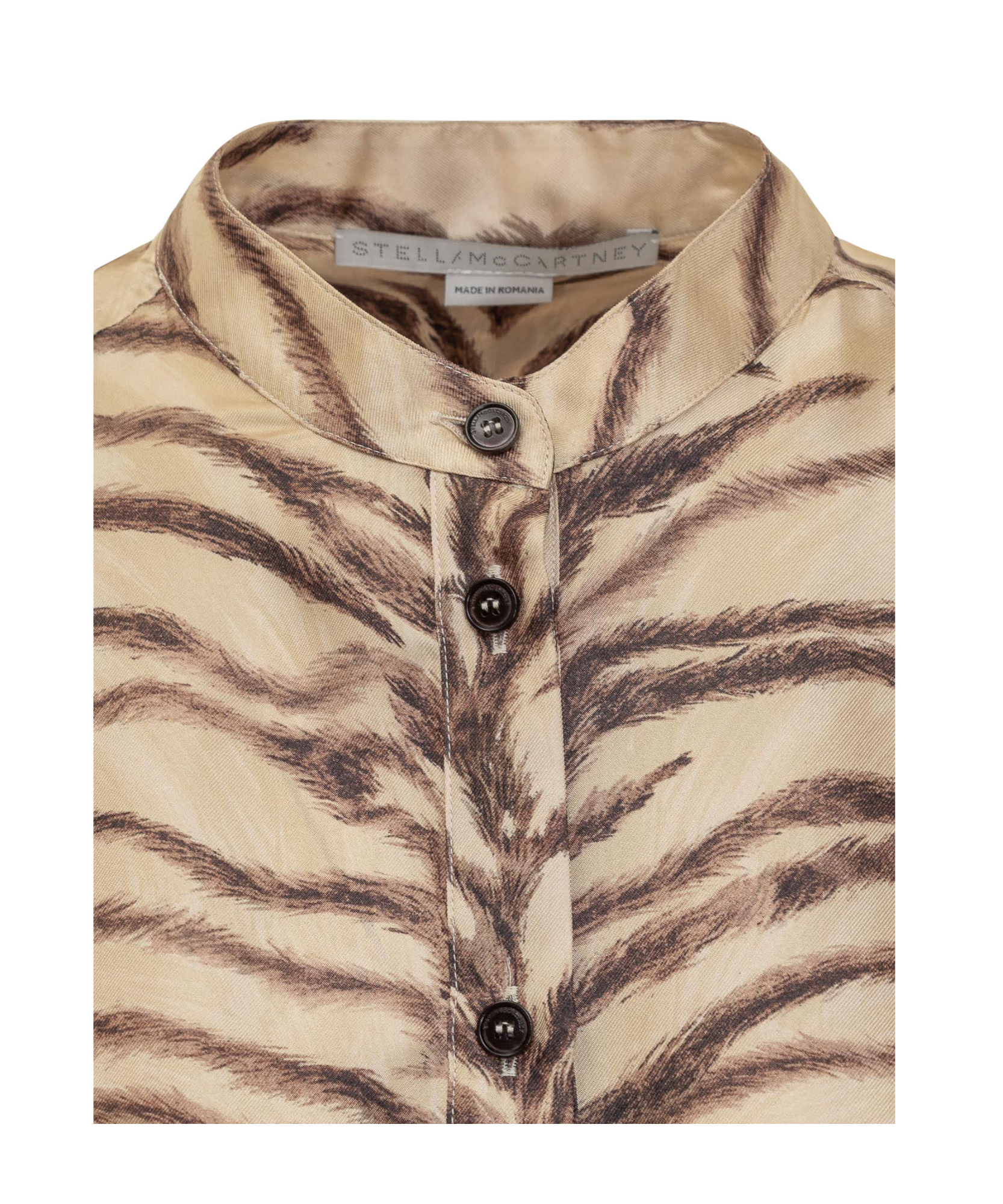 Stella Mccartney Tiger-print Silk Pajama Shirt In Nude