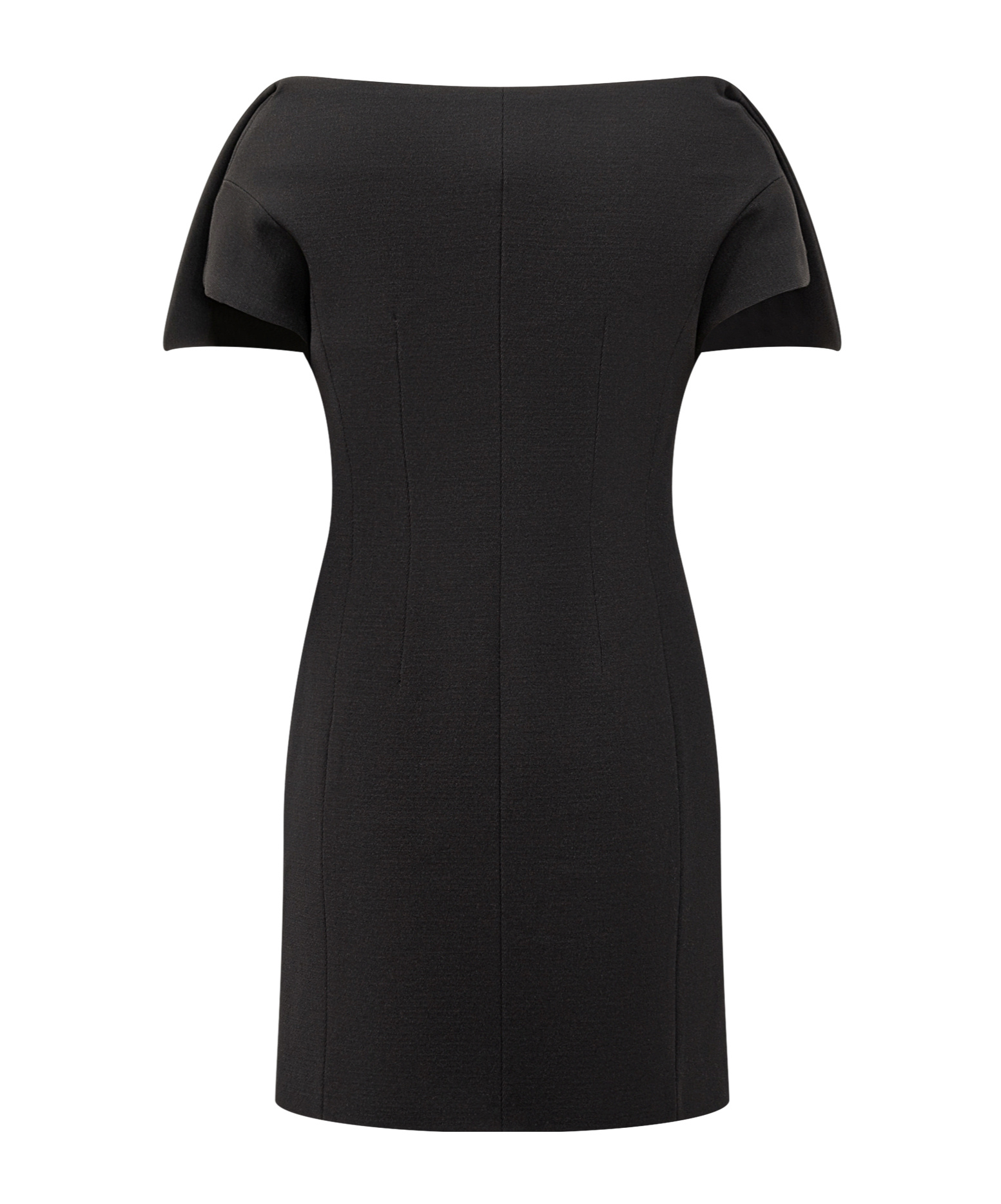 Ferragamo Black Short Dress With Bardot Neckline In Wool Blend Stretch Woman In Black