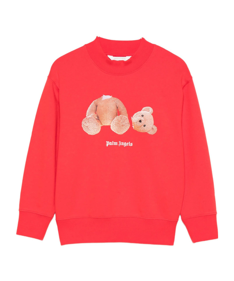 Palm Angels Kids Bear Crewneck Drop-shoulder Sweatshirt In Orange