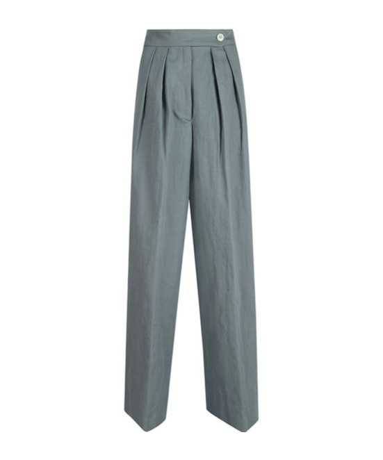 Shop Dries Van Noten Pleated Straight-leg Trousers In Gray