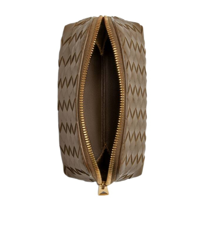 Bottega Veneta Medium Leather Intrecciato Half-moon Pouch In Green