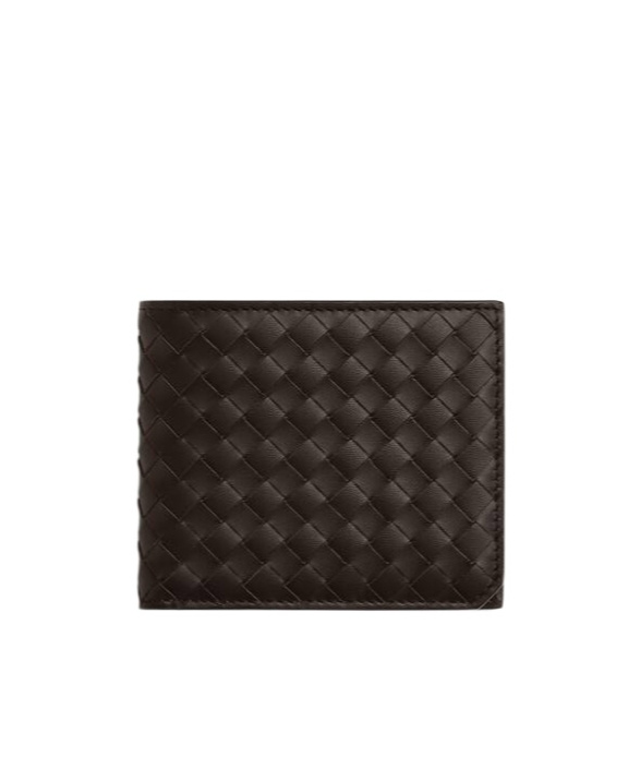Bottega Veneta Small Double Folding Wallet With Change Purse In Black
