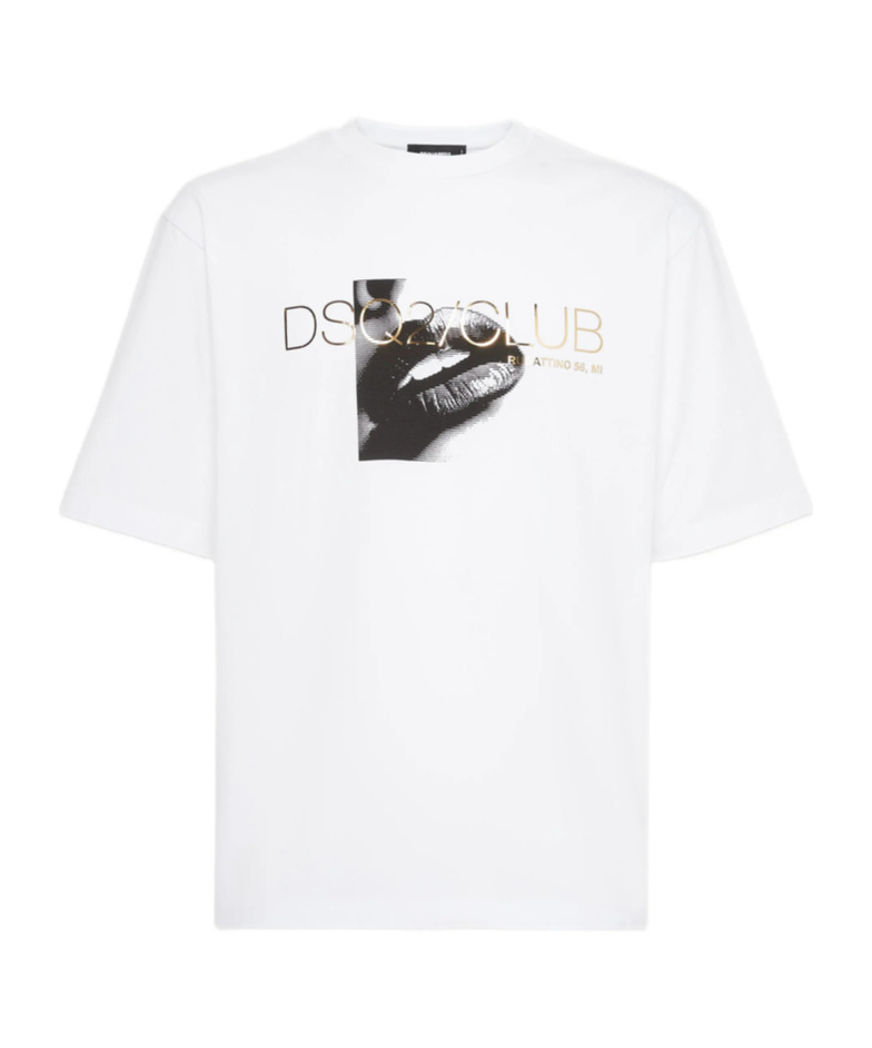 Dsquared2 Graphic Print Crew Neck Short Sleeve T-shirt In White