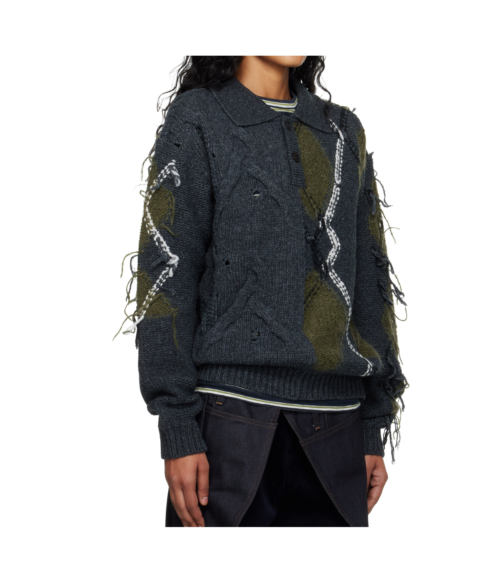 Andersson Bell Argyle Fisherman Sweater In Green