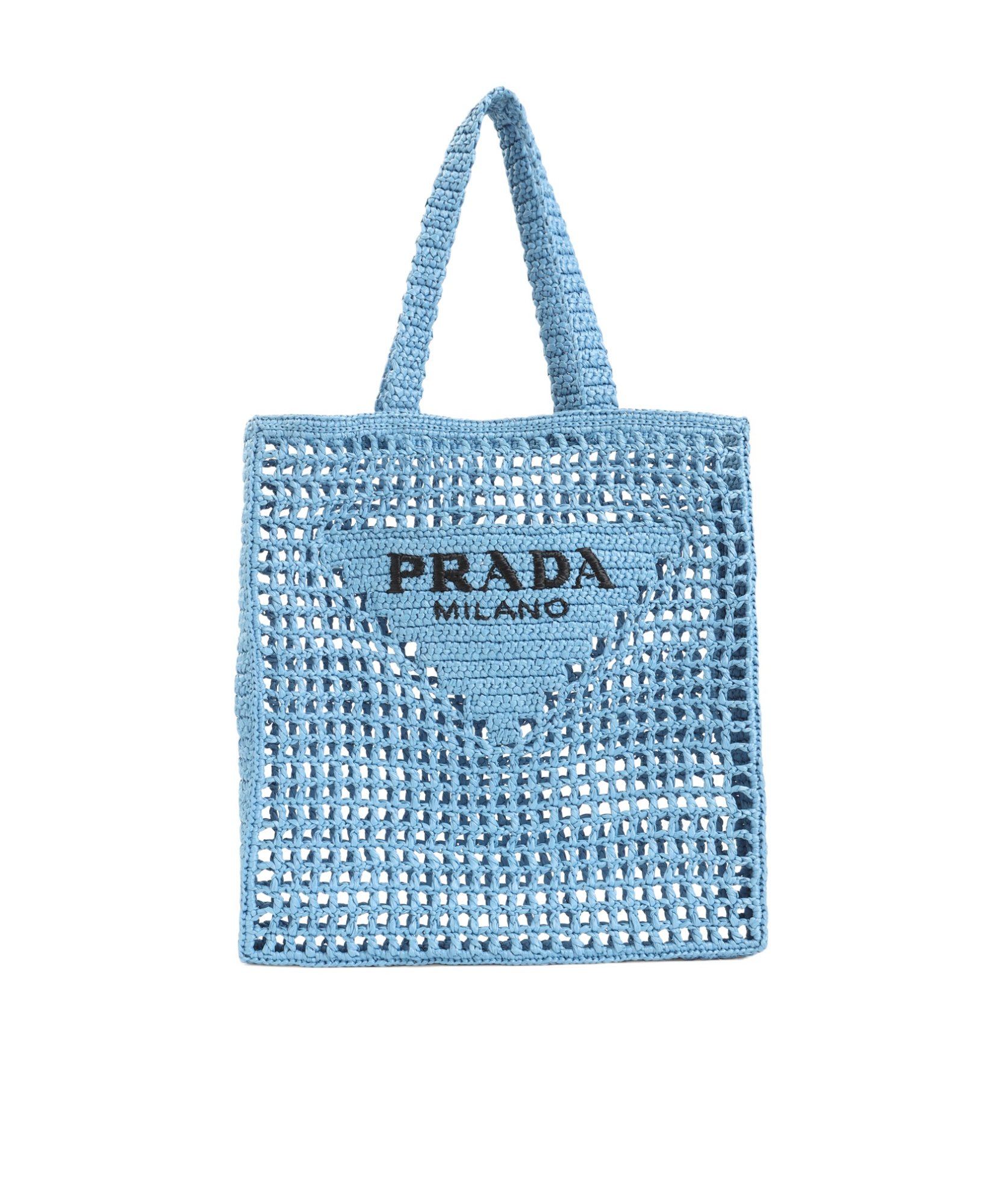 Shop Prada Logo Embroidered Open Top Tote Bag In Blue