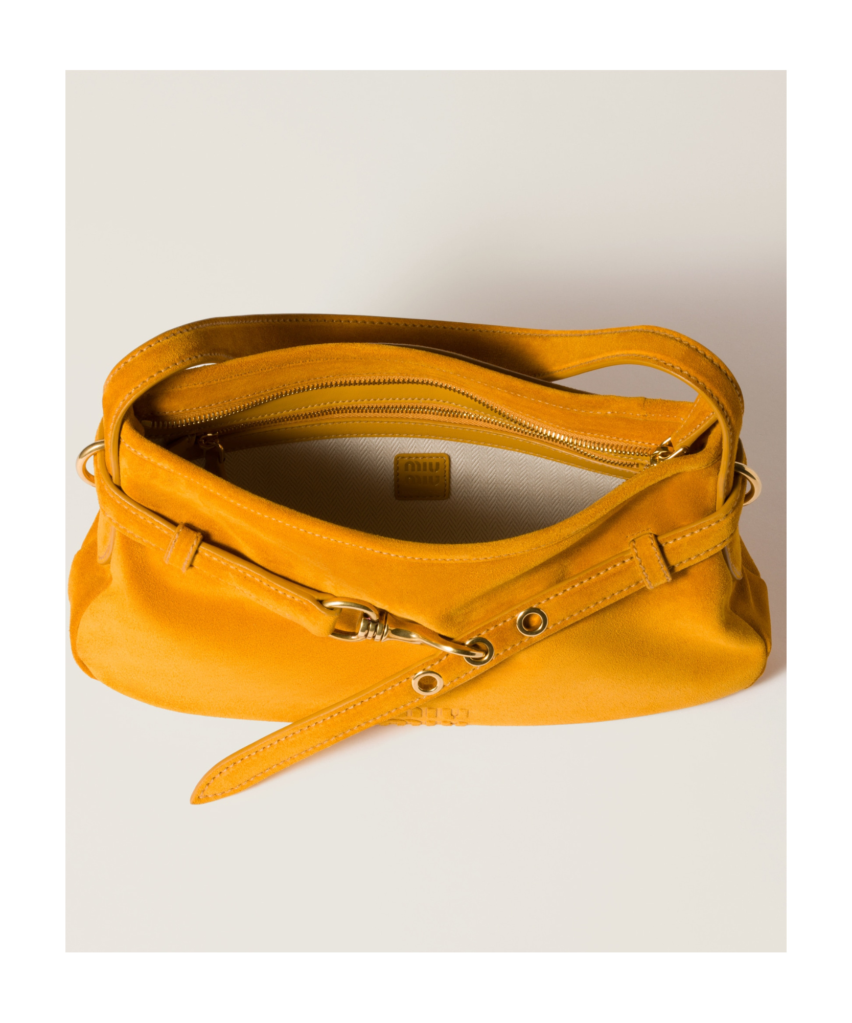 Shop Miu Miu Aventure Suede Bag