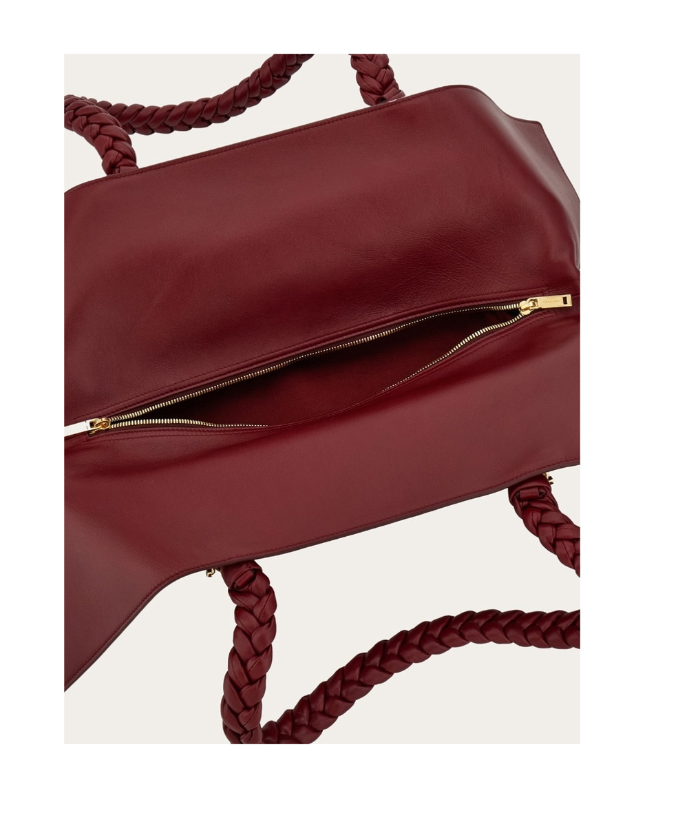Ferragamo Scarf Large Shoulder Bag In Red