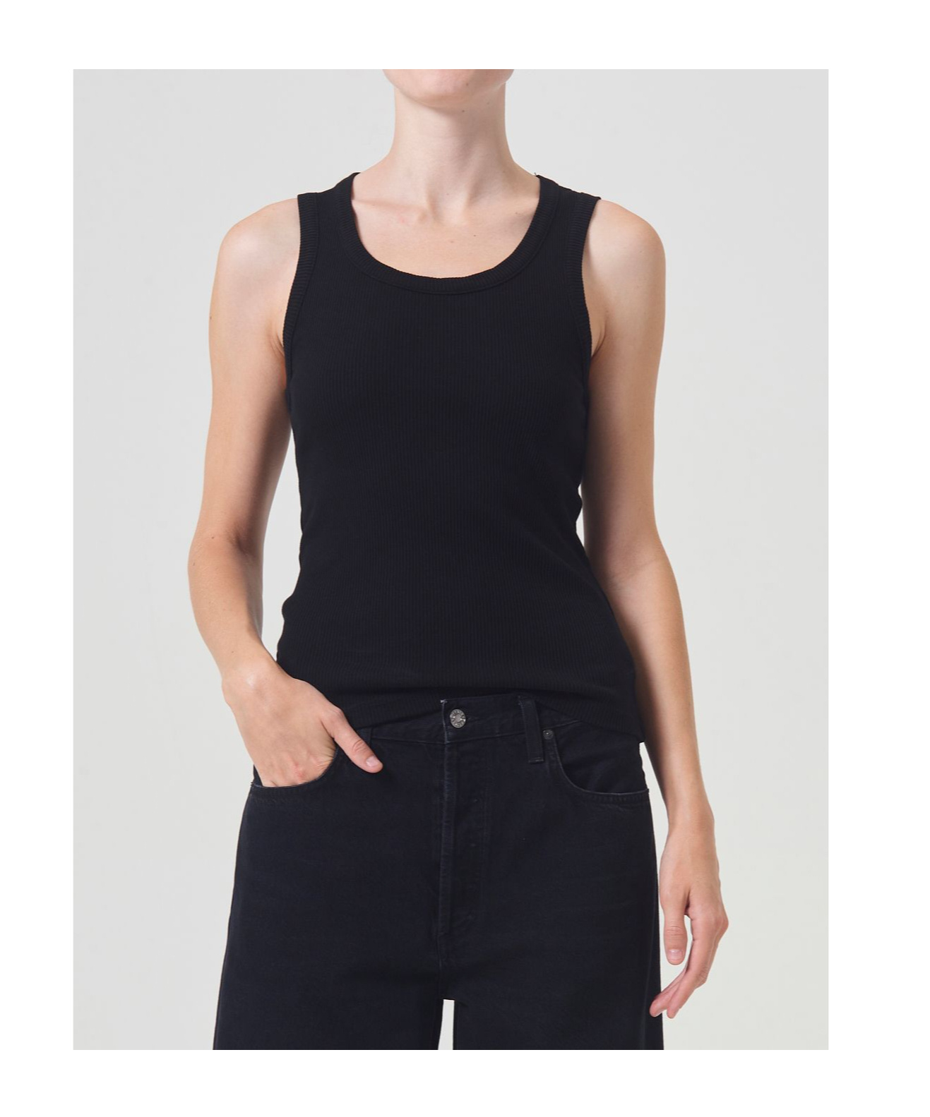 Agolde Poppy Ribbed Tank Top In Black