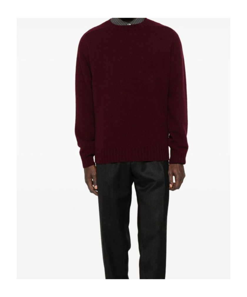 Sebago Deep Red Crew Neck Sweater In Burgundy