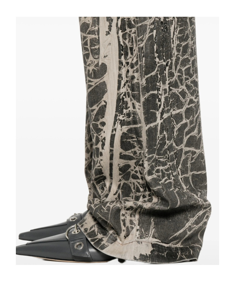 Rick Owens Drkshdw Crackle-print Jeans In Brown