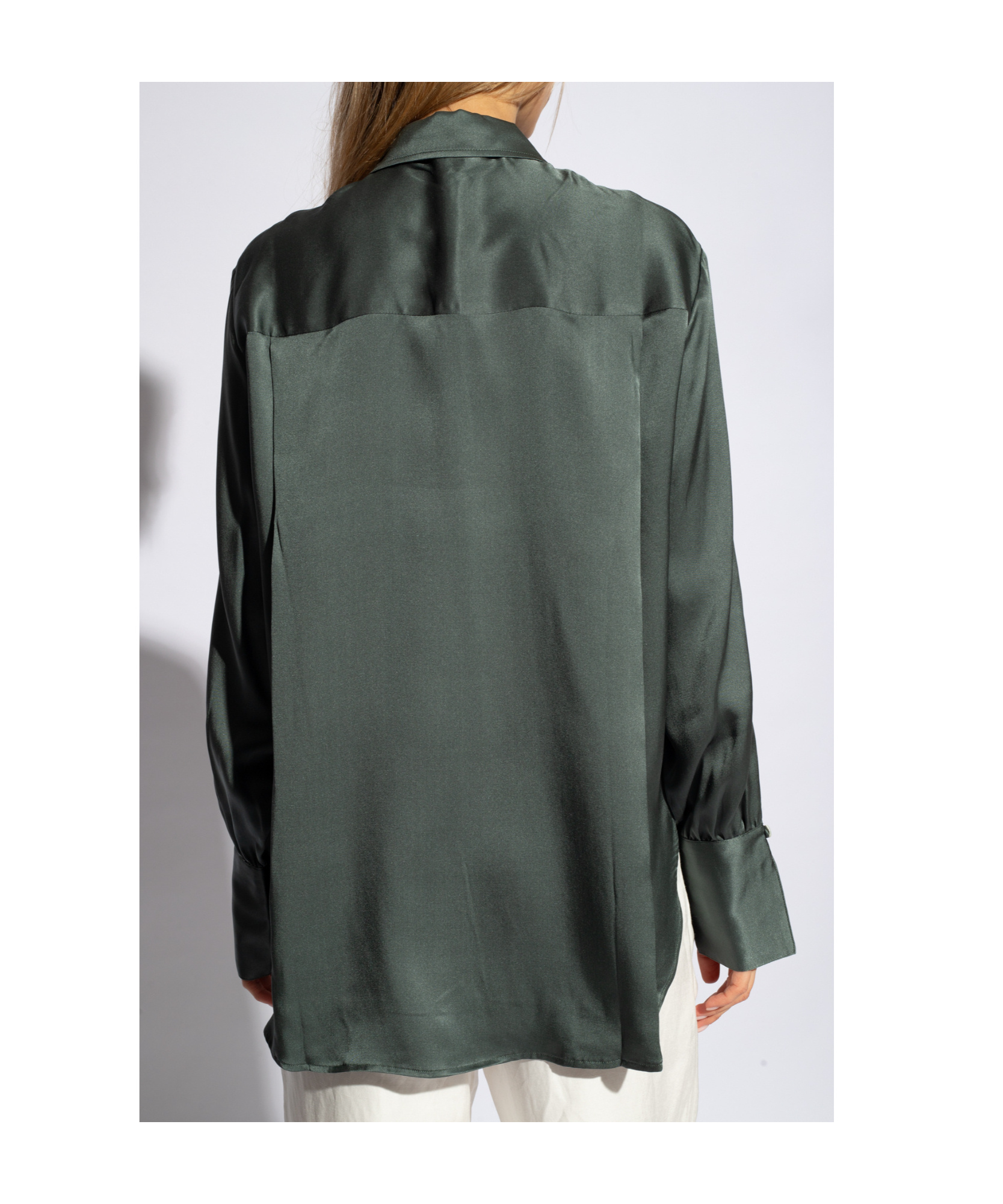 Shop Anine Bing Monica Silk Shirt In Black