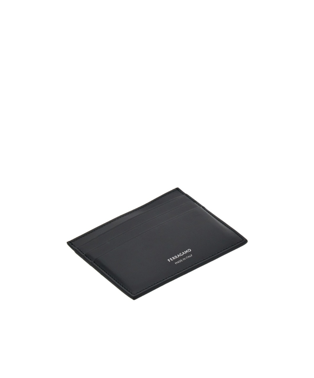 Ferragamo Florence Black Card Holder With Logo Lettering On The Front In Grained Leather Man In Black