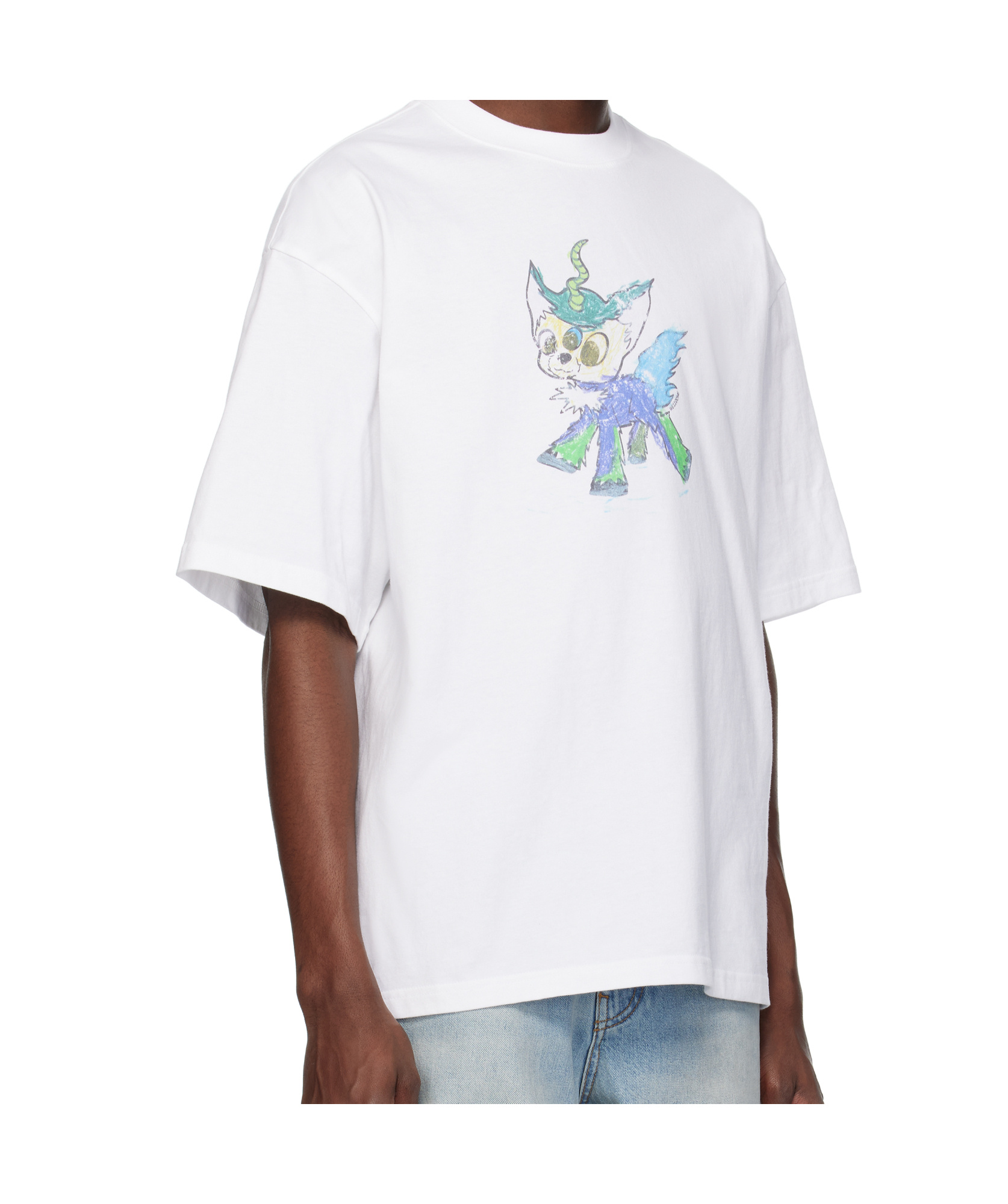 We11 Done Jeff Monster Drawing T-shirt In White