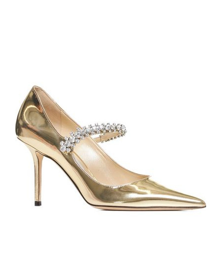 Jimmy Choo Bing Crystals Patent Leather Pumps In Nude