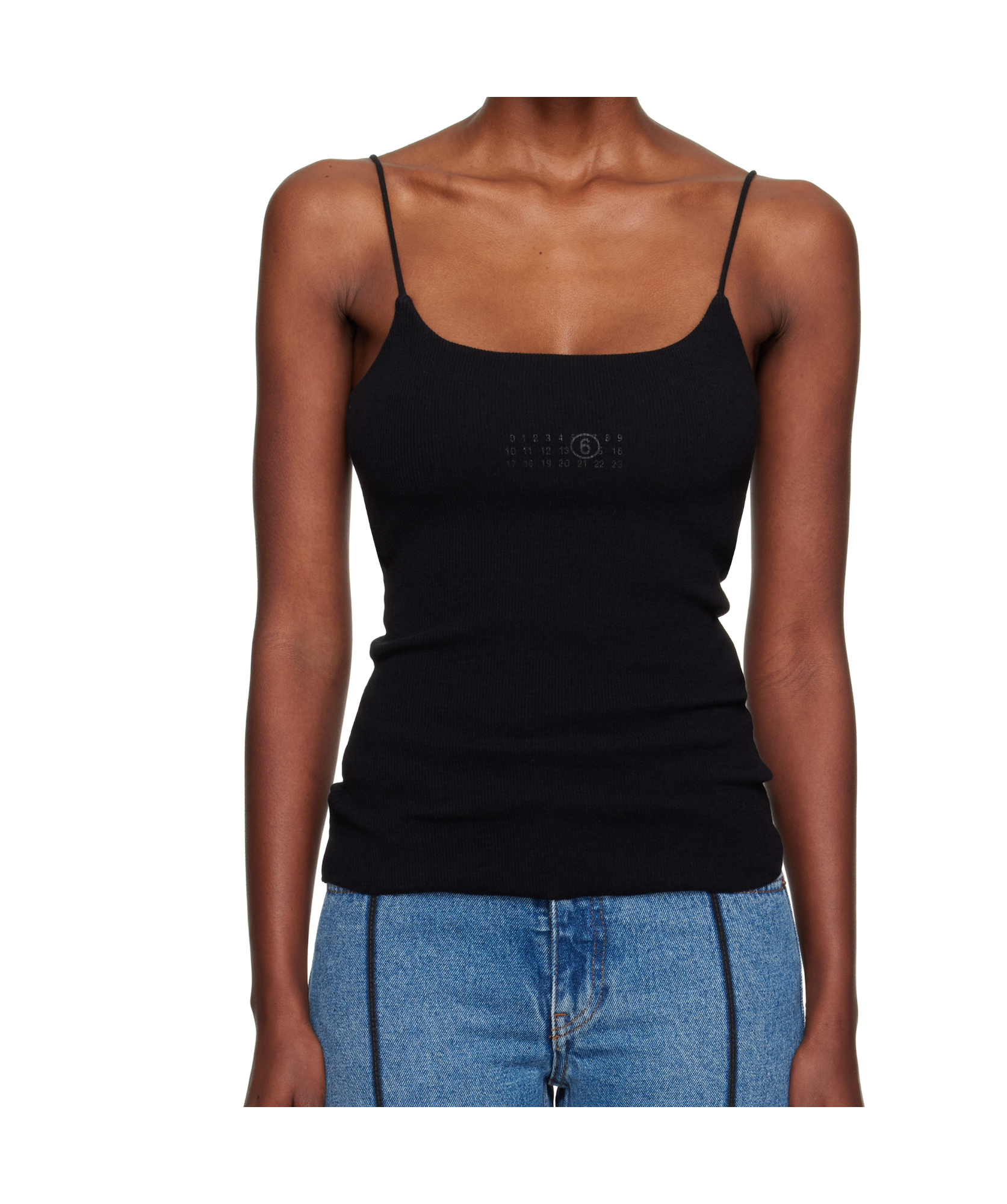 Mm6 Maison Margiela Signature Numeric Tank Top In Black
